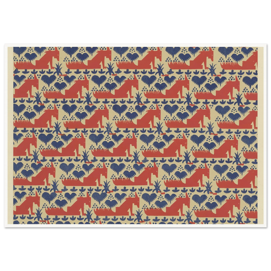 Buntpapier (Füchse) (1902 - 1906) Art Print | Maria von Uchatius - Framed Poster - 30x40 cm / 12x16″ - Black frame