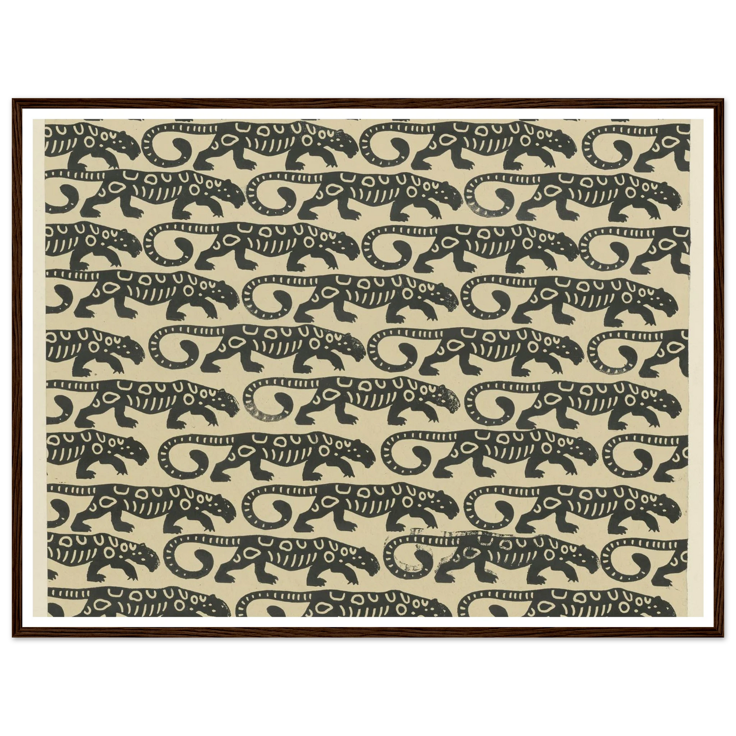 Buntpapier (Leoparden) (1902 - 1906) Art Print | Maria von Uchatius - Framed Poster - 30x40 cm / 12x16″ - Black frame