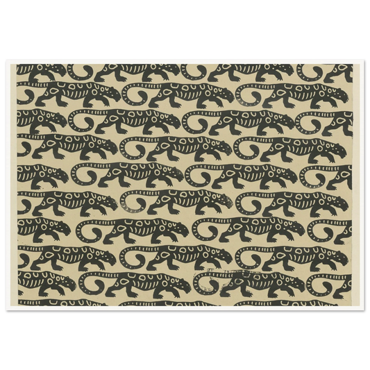 Buntpapier (Leoparden) (1902 - 1906) Art Print | Maria von Uchatius - Framed Poster - 30x40 cm / 12x16″ - Black frame
