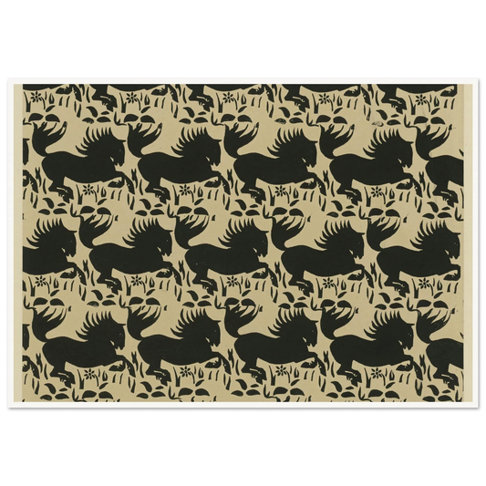 Buntpapier (Pferde) (1902 - 1906) Art Print | Maria von Uchatius - Framed Poster - 30x40 cm / 12x16″ - Black frame