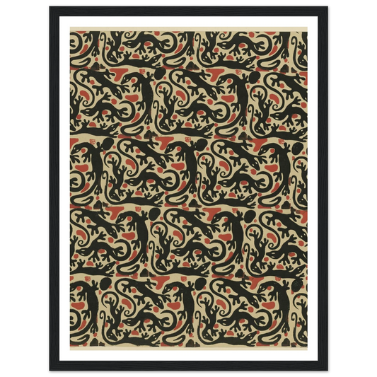 Buntpapier (Salamander) (1902 - 1906) Art Print | Maria von Uchatius - Framed Poster - 30x40 cm / 12x16″ - Black frame