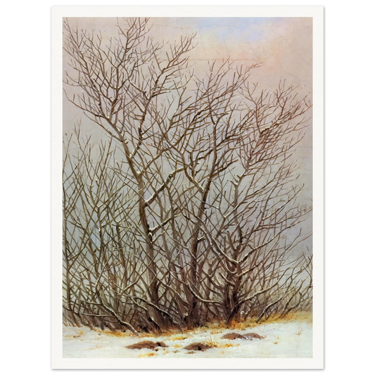Bushes in the Snow Art Print | Caspar David Friedrich - Framed Poster - 30x40 cm / 12x16″ - Black frame