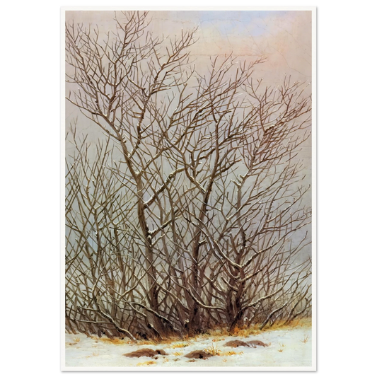 Bushes in the Snow Art Print | Caspar David Friedrich - Framed Poster - 30x40 cm / 12x16″ - Black frame