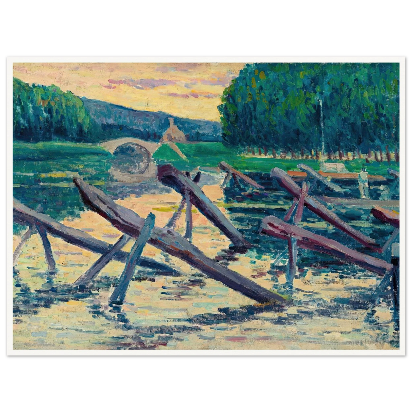 Les chevalets sur la Cure (circa 1908) Art Print | Maximilien Luce-Quipham Collections