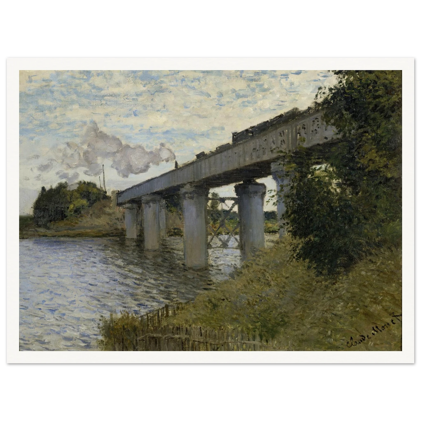 The Railroad bridge in Argenteuil (1873 - 1874) Art Print | Claude Monet-Quipham Collections