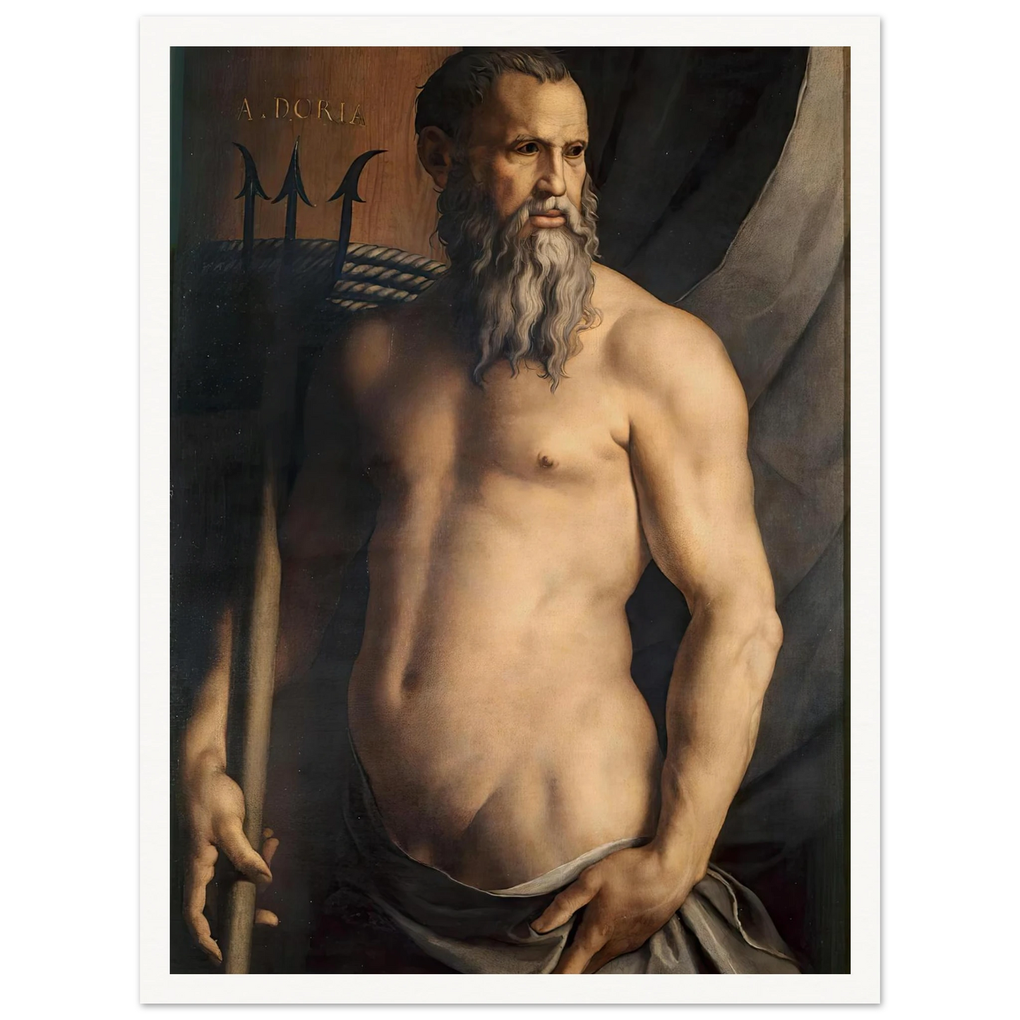 Portrait Of Andrea Doria As Neptune (1550–1555) Art Print | Agnolo Bronzino-Quipham Collections