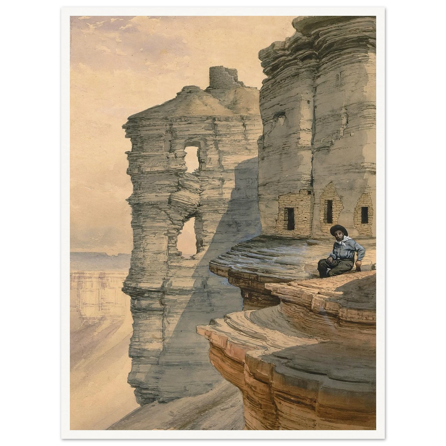 Cliff Houses On The Rio Mancos, Colorado (1878) Art Print | William Henry Holmes-Quipham Collections