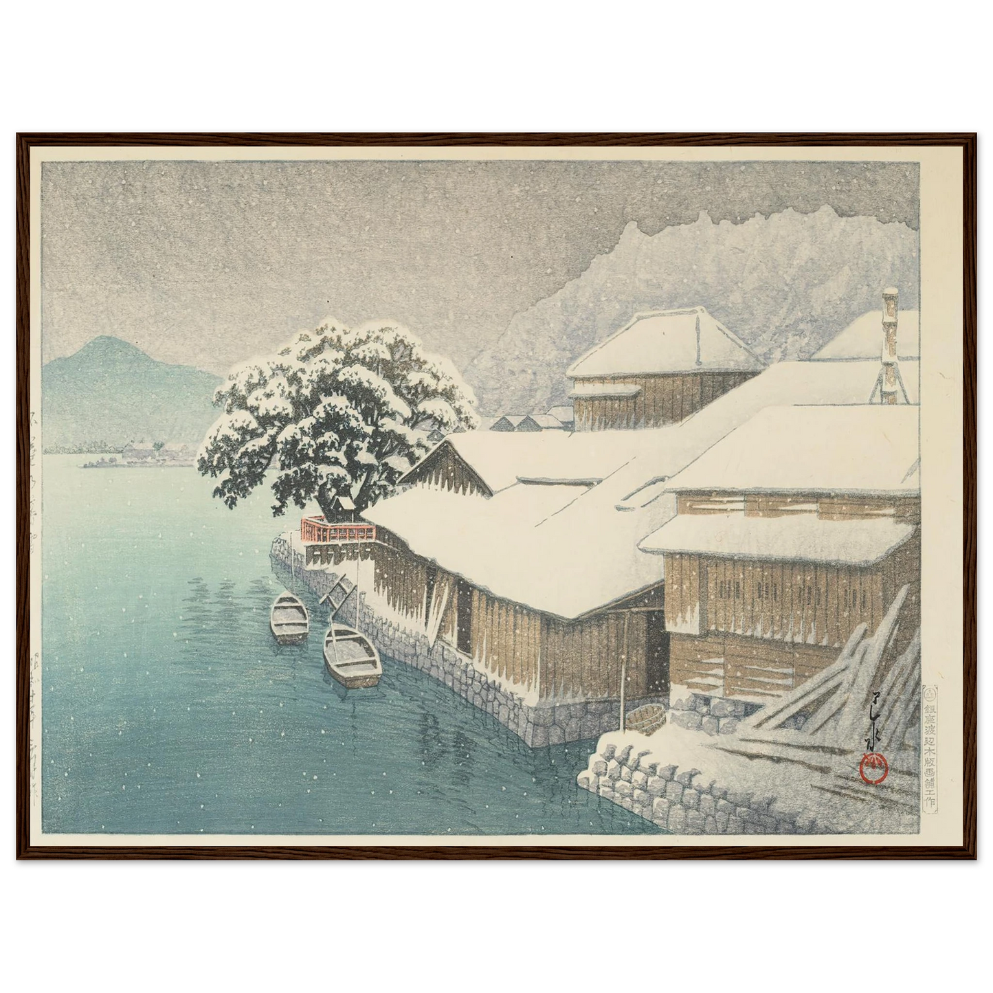 Ishinomaki no bosetsu (Evening Snow at Ishinomaki) (1935) Art Print | Kawase Hasui-Quipham Collections