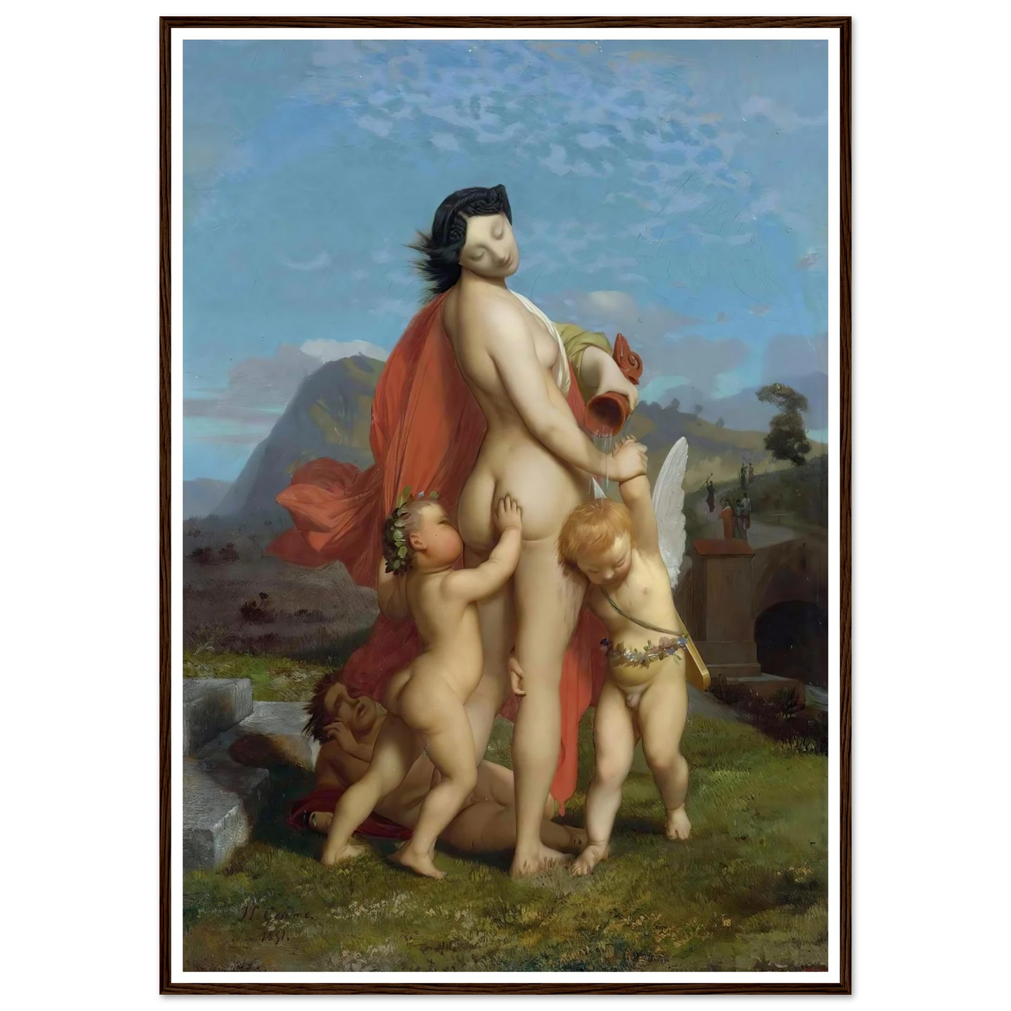 A Young Nymph Teased By Putti (1851) Art Print | Jean Leon Gerome-Quipham Collections