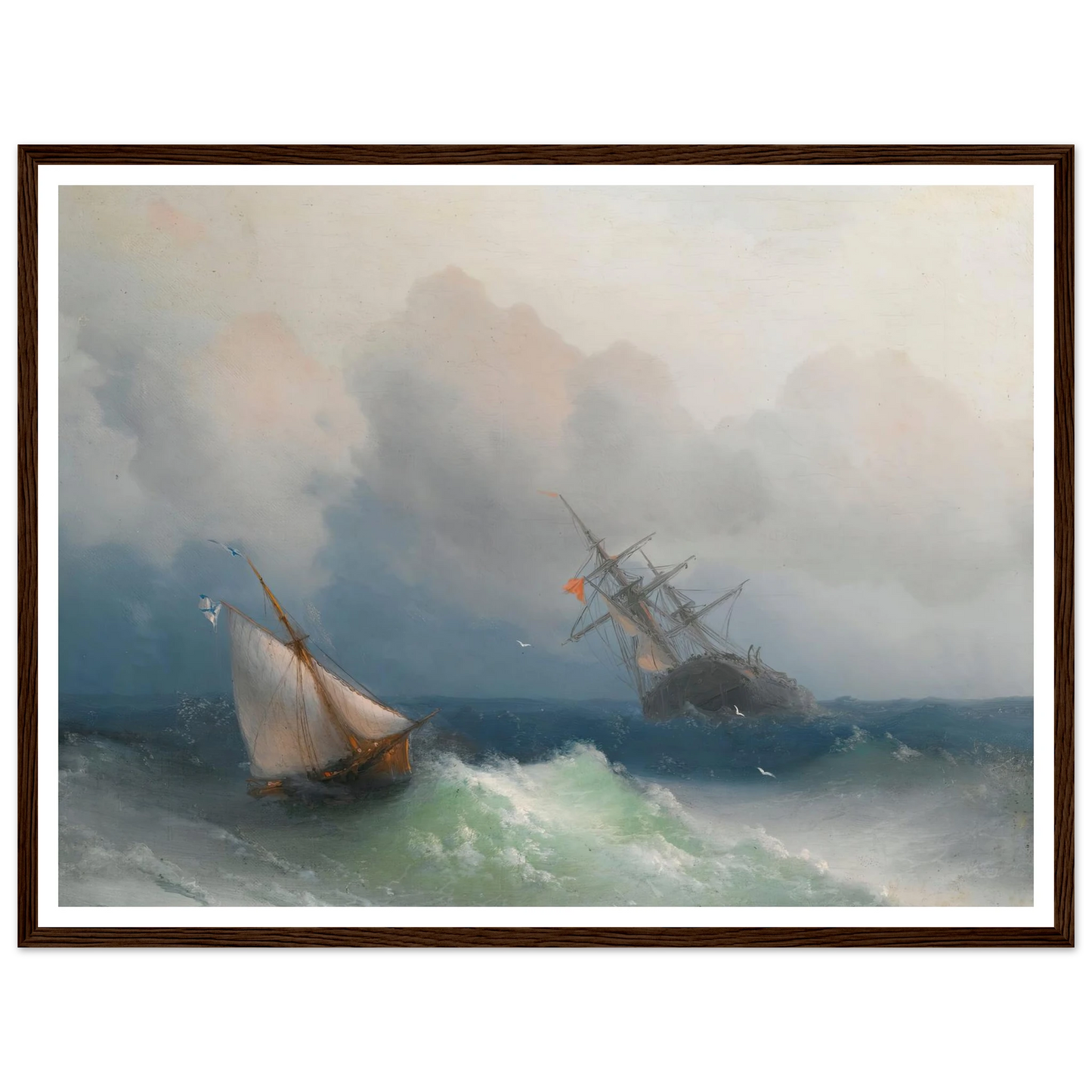 Two Ships At Sea (1863) Art Print | Ivan Konstantinovich Aivazovsky-Quipham Collections
