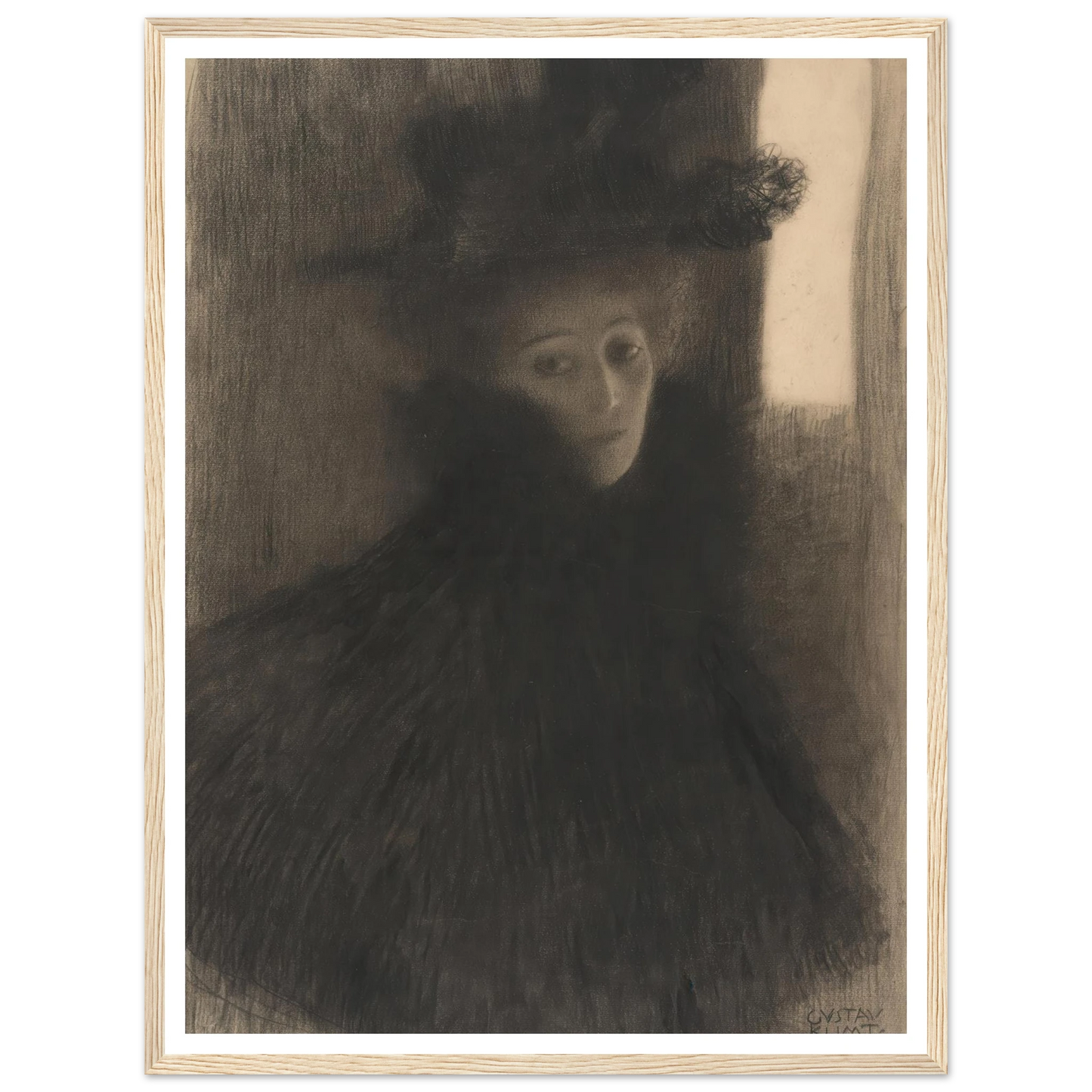 Portrait of a Lady with Cape and Hat (1897-1898) Art Print | Gustav Klimt-Quipham Collections