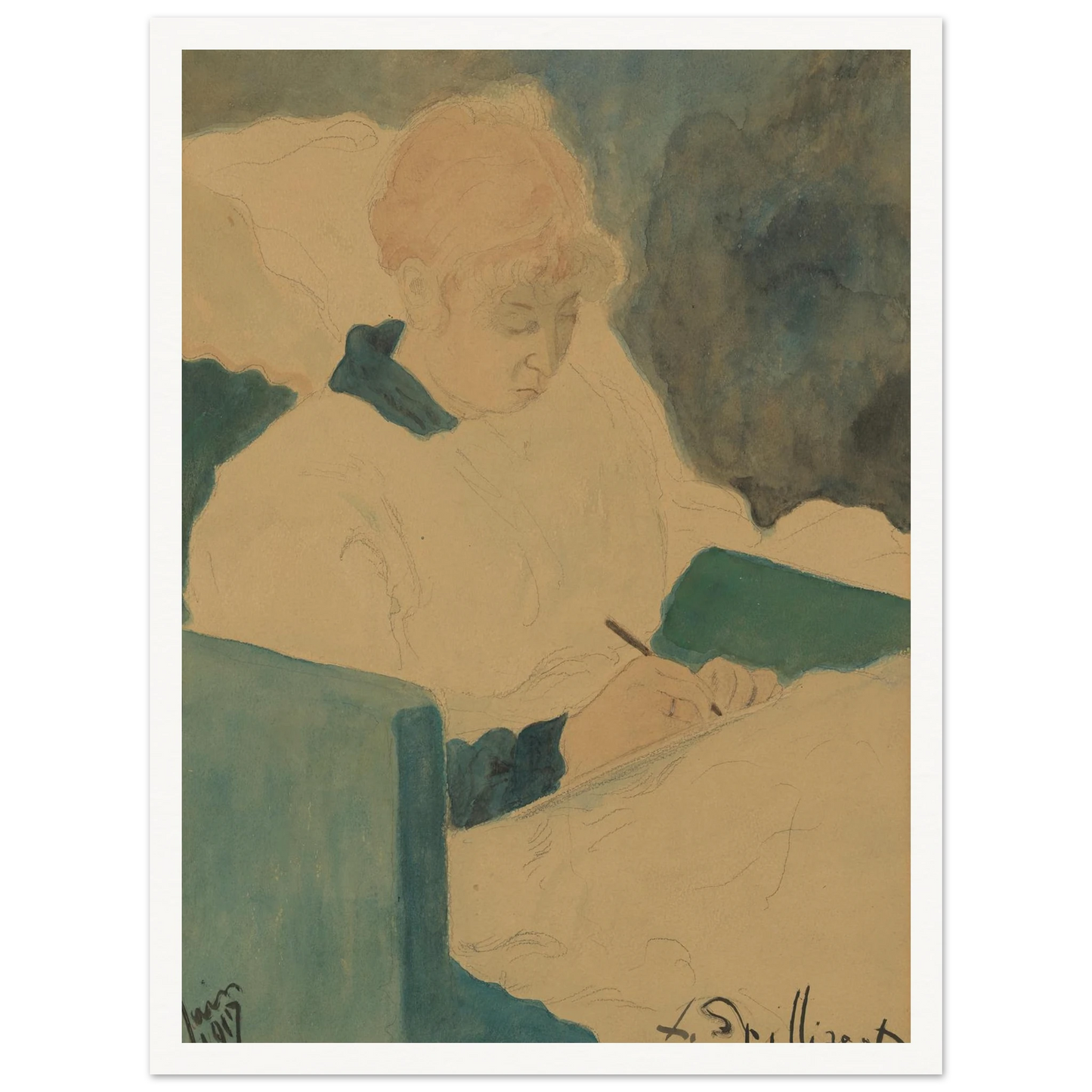De briefschrijfster (1917) Art Print | Leon Spilliaert-Quipham Collections
