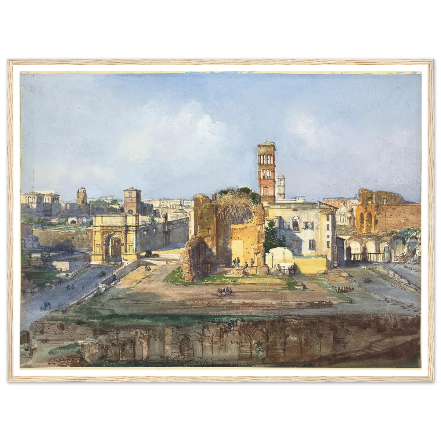 The Arch of Titus and the Temple of Venus and Rome near the Roman Forum Art Print | Ippolito Caffi-Quipham Collections