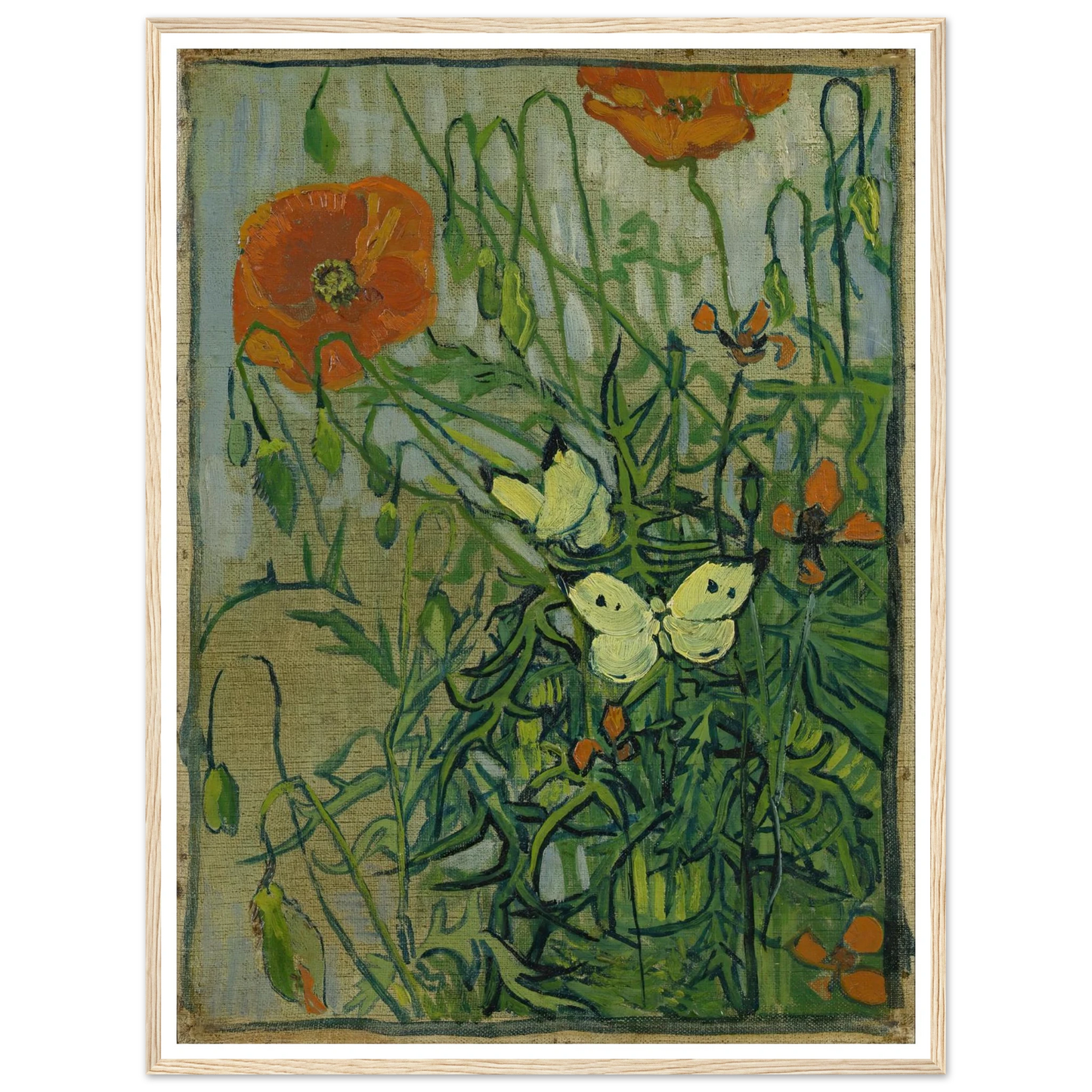 Butterflies and poppies (1890) Art Print | Vincent van Gogh-Quipham Collections