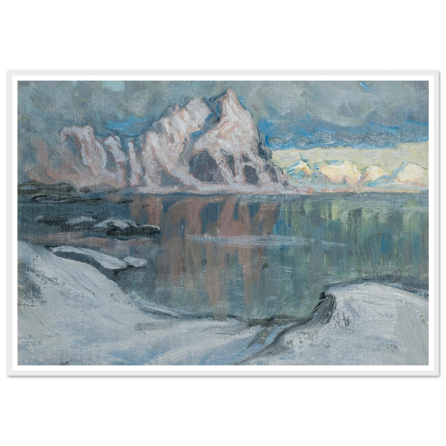 Boats between the Mountains. Study from Lofoten (1910) Art Print | Anna Boberg-Quipham Collections