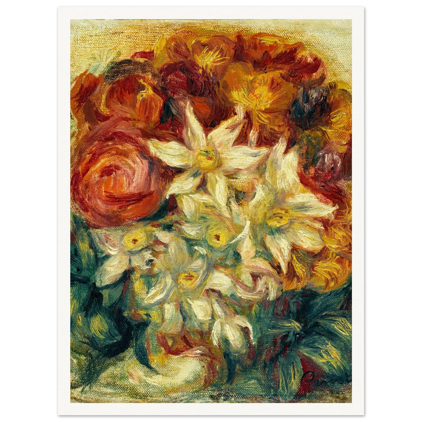 Bouquet de narcisses et de roses (1914) Art Print | Pierre Auguste Renoir-Quipham Collections
