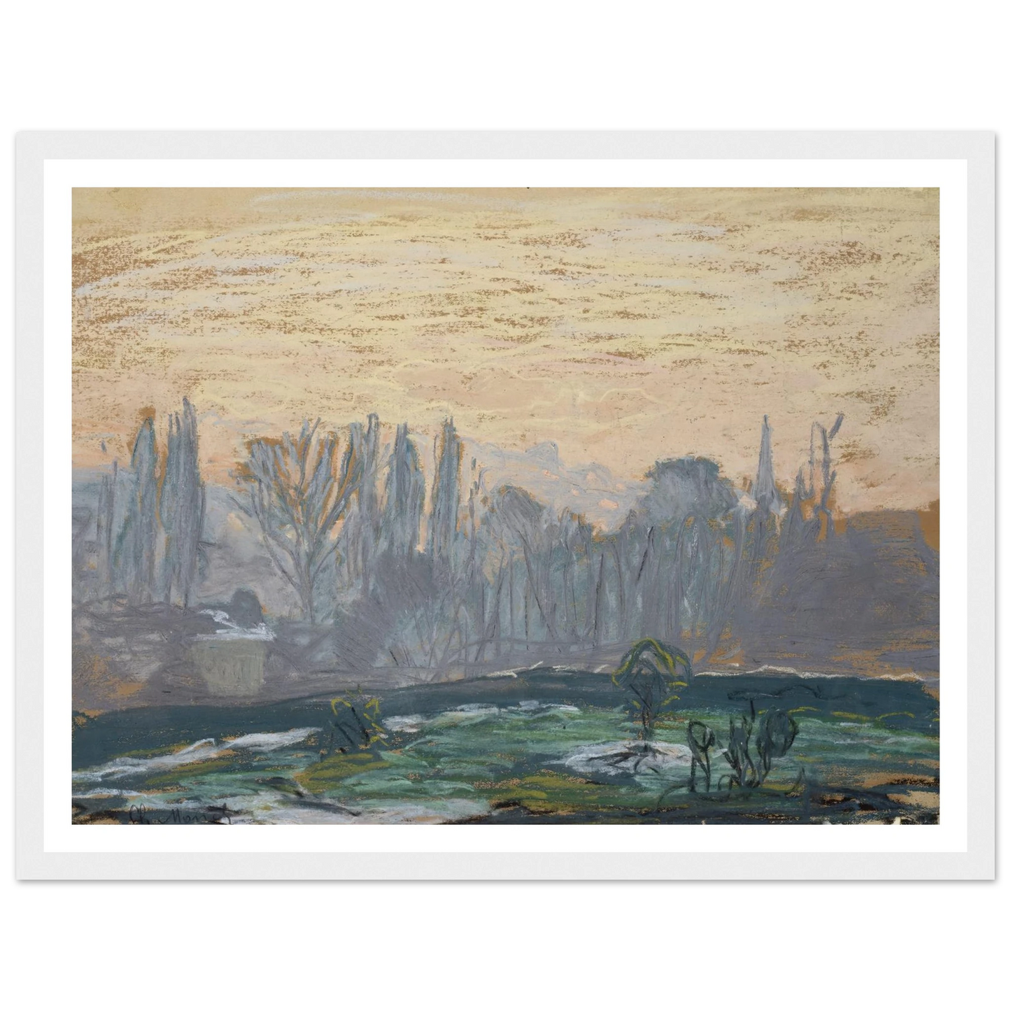 Winter Landscape with Evening Sky (ca. 1870 – 1880) Art Print | Claude Monet-Quipham Collections