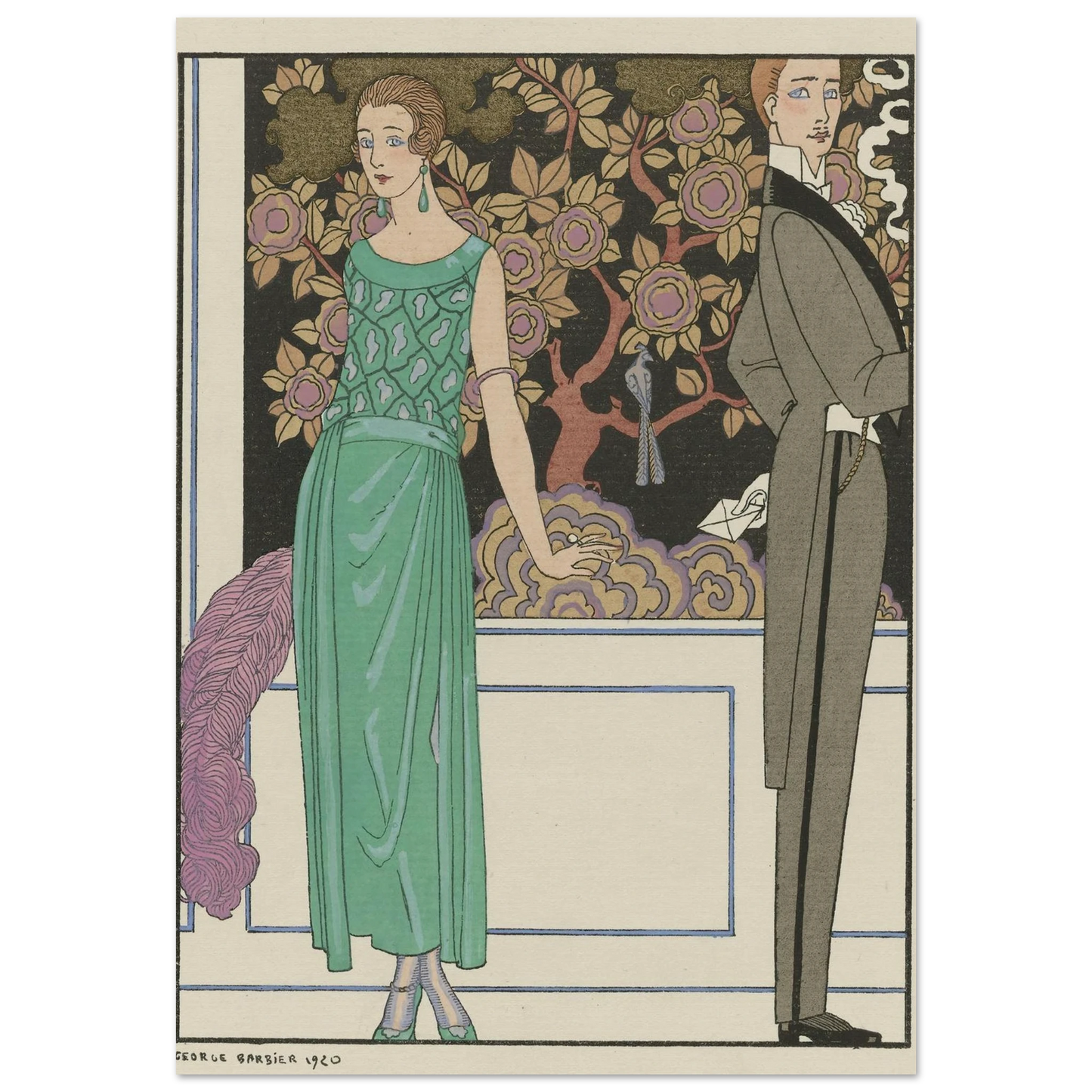 La premiere imprudence ; Robe du soir, de Beer (1921) Art Print | George Barbier-Quipham Collections