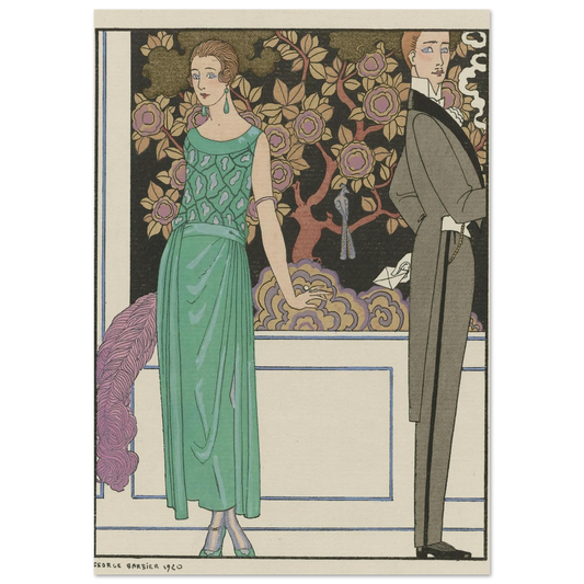 La premiere imprudence ; Robe du soir, de Beer (1921) Art Print | George Barbier-Quipham Collections