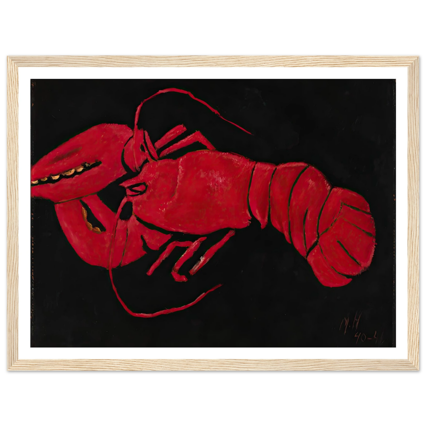Lobster on Black Background (1940-1941) Art Print | Marsden Hartley-Quipham Collections