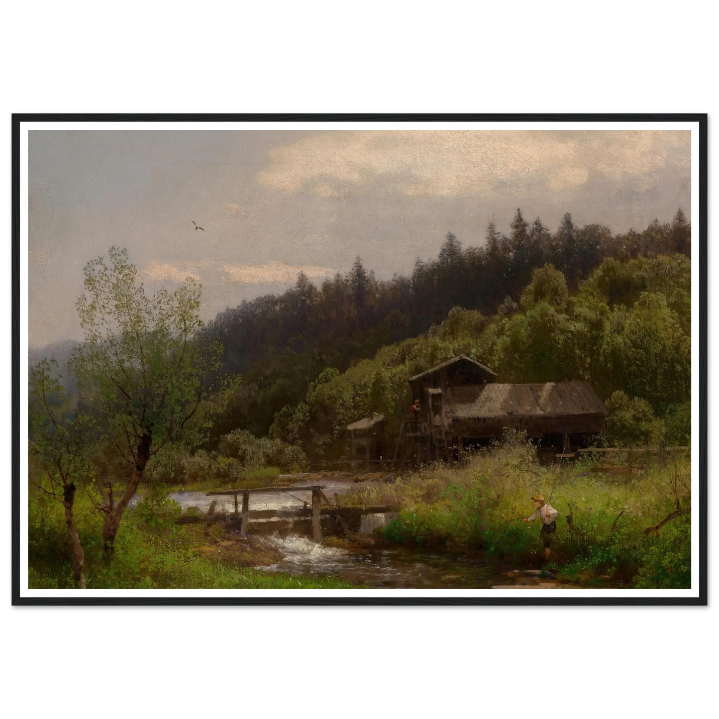Farm House by the Creek Art Print | Hermann Ottomar Herzog-Quipham Collections