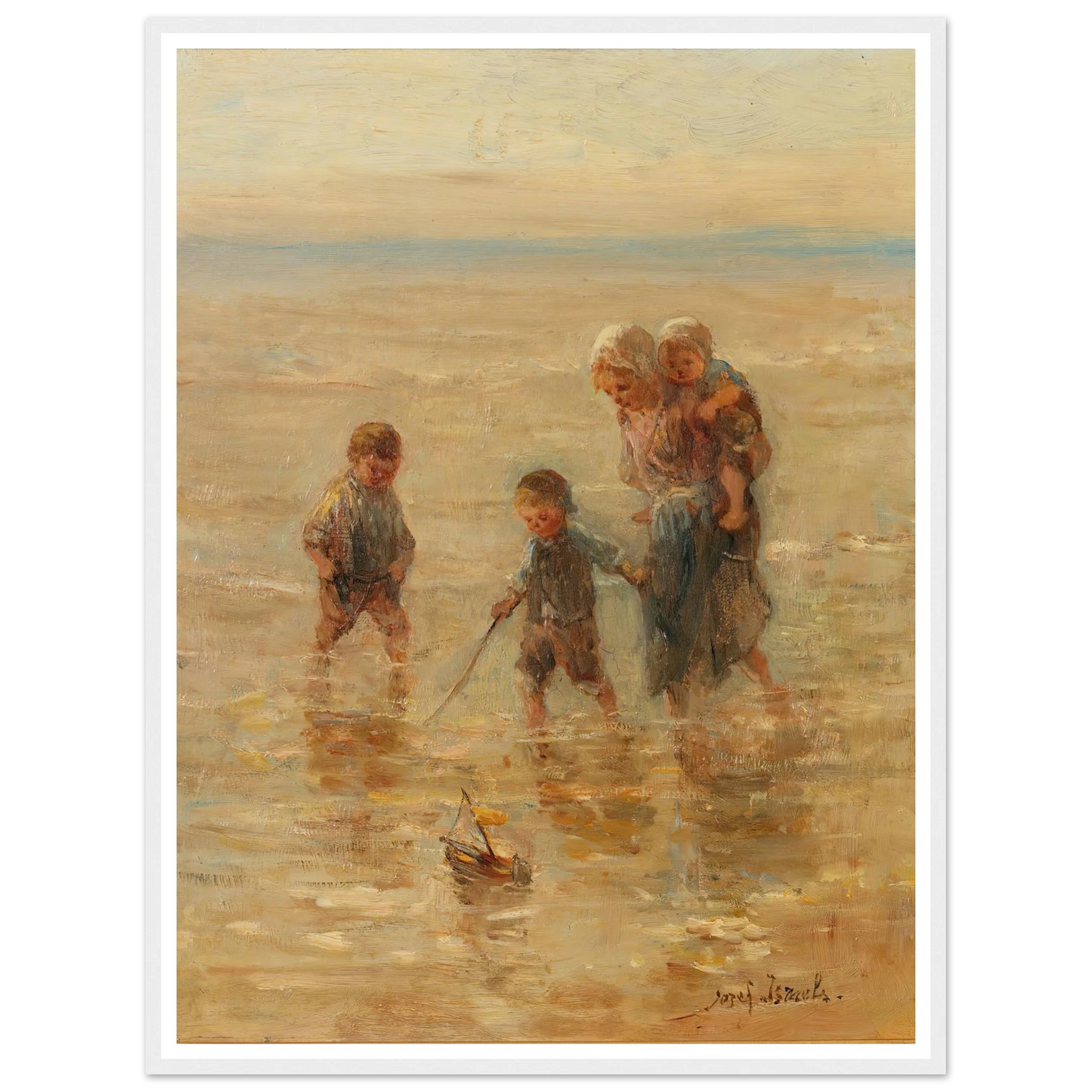 Children playing in the surf Art Print | Jozef Israels-Quipham Collections