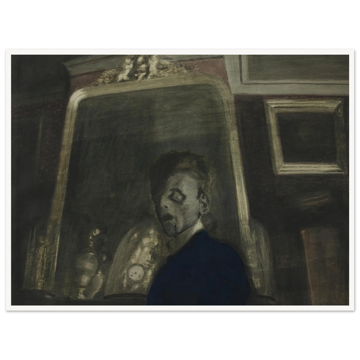 Zelfportret met spiegel (1908) Art Print | Leon Spilliaert-Quipham Collections