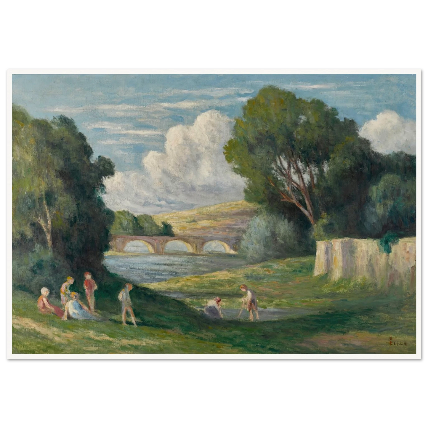 Rolleboise, baigneurs près du bras de Seine (1930) Art Print | Maximilien Luce-Quipham Collections
