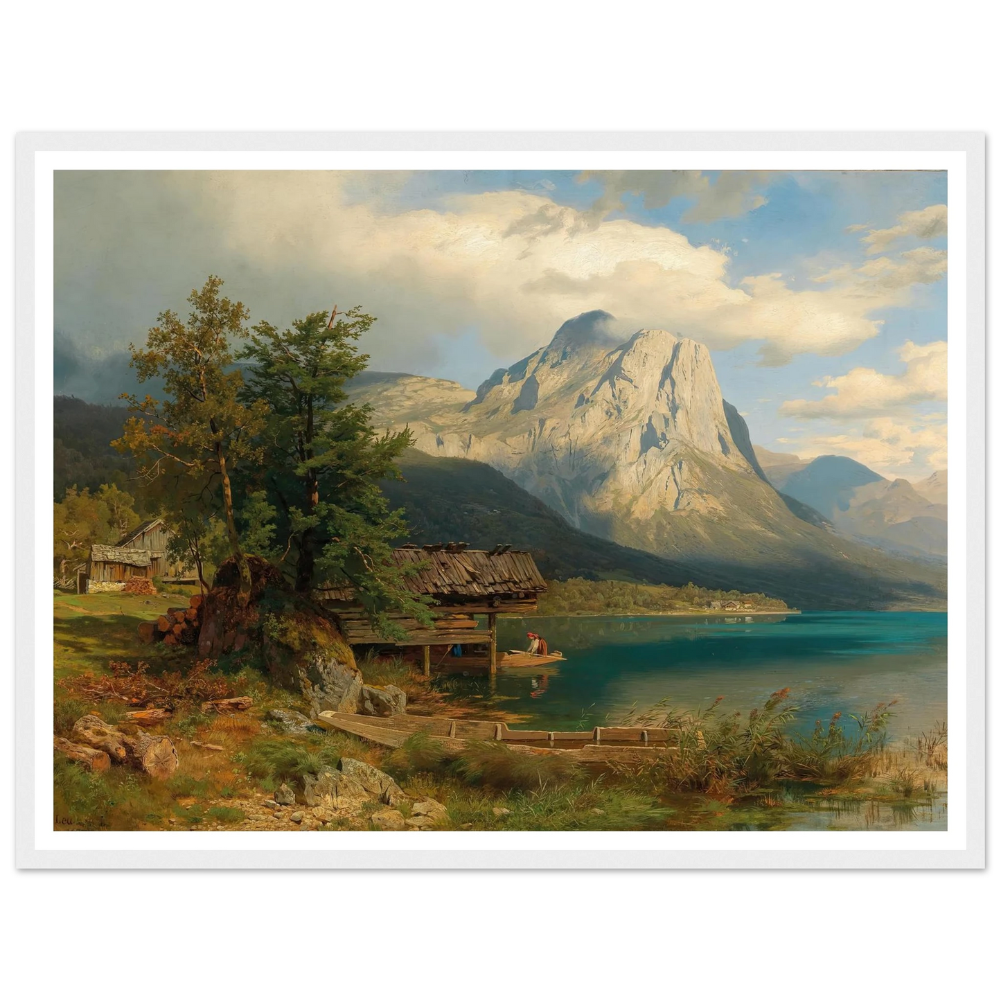 A View of Lake Grundlsee with Backenstein Art Print | August Wilhelm Leu-Quipham Collections