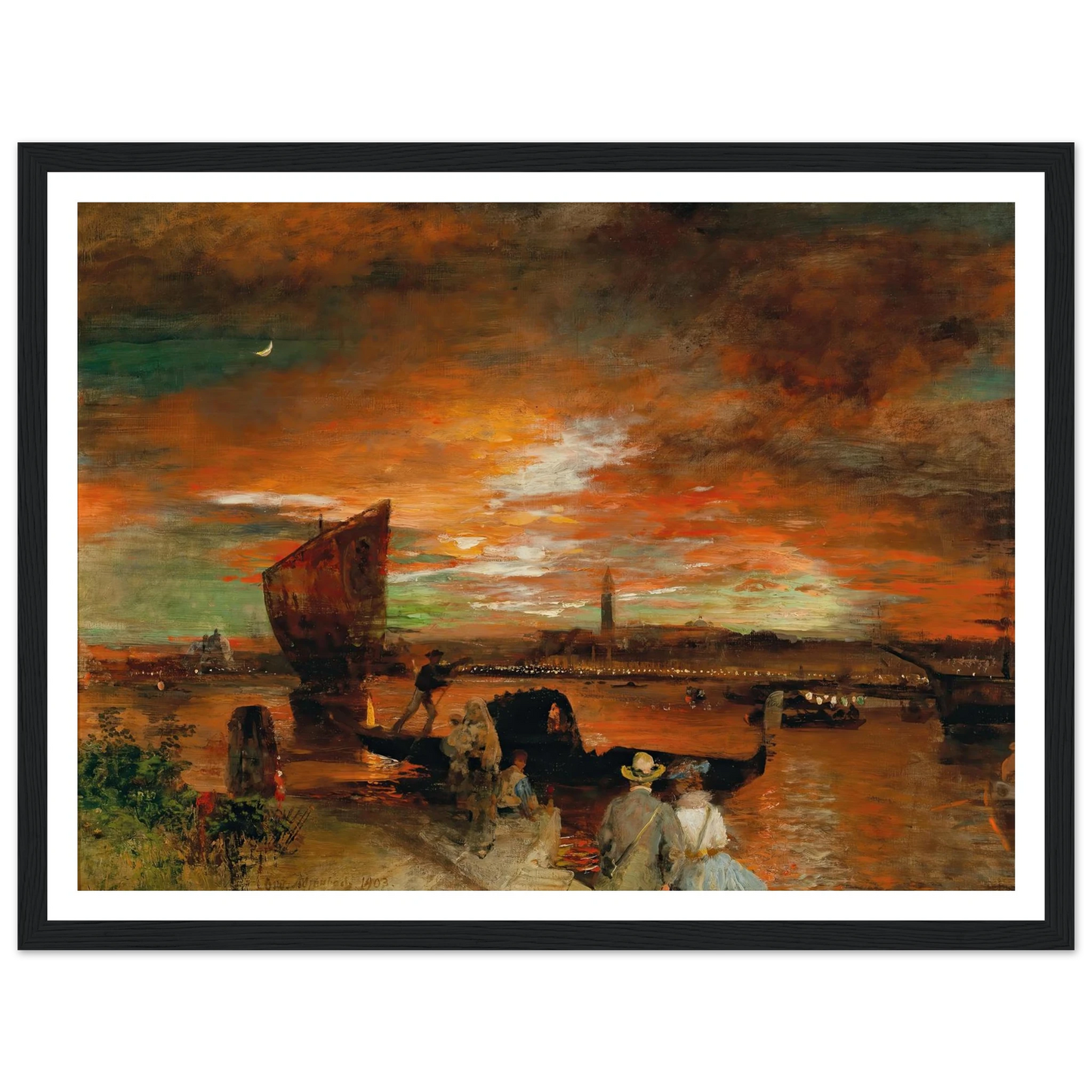 A scene at dusk in Venice (1903) Art Print | Oswald Achenbach-Quipham Collections