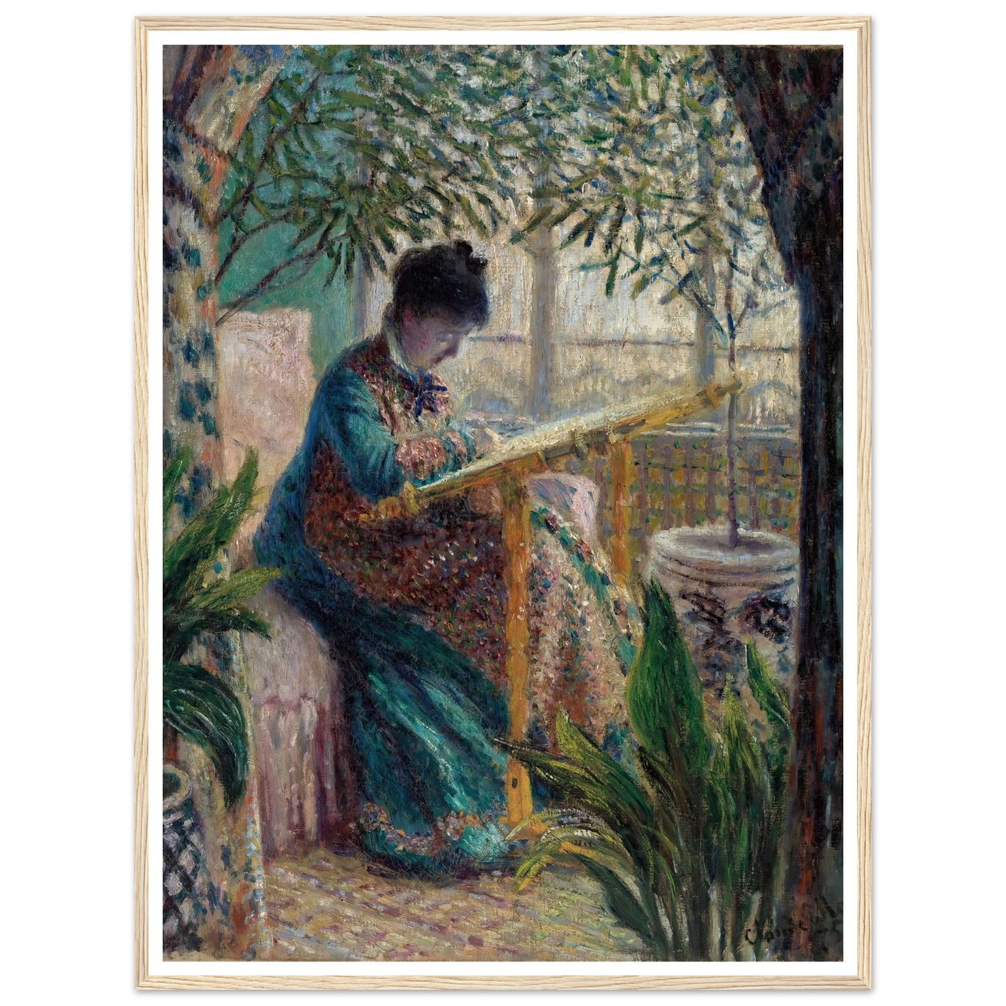 Madame Monet Embroidering (Camille au métier) (1875) Art Print | Claude Monet-Quipham Collections