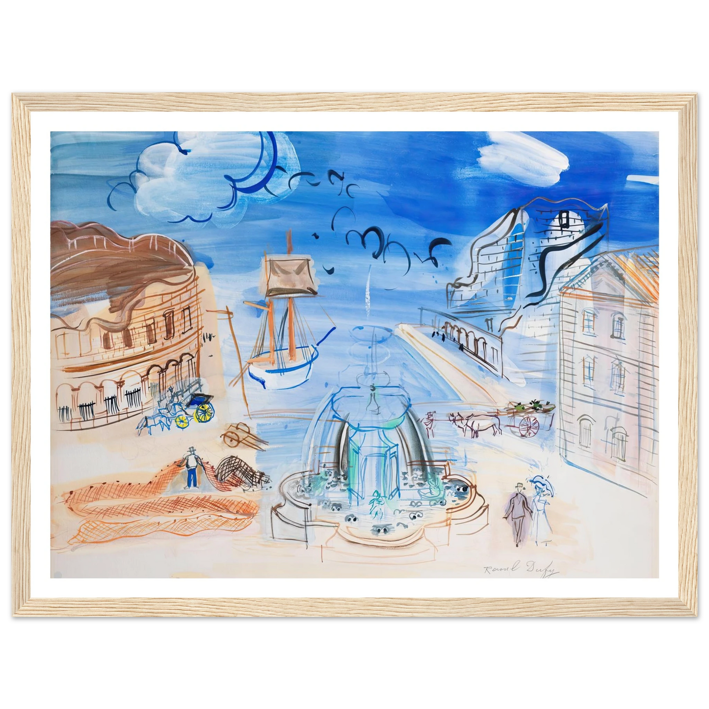 Composition au port et à la fontaine (circa 1950) Art Print | Raoul Dufy-Quipham Collections