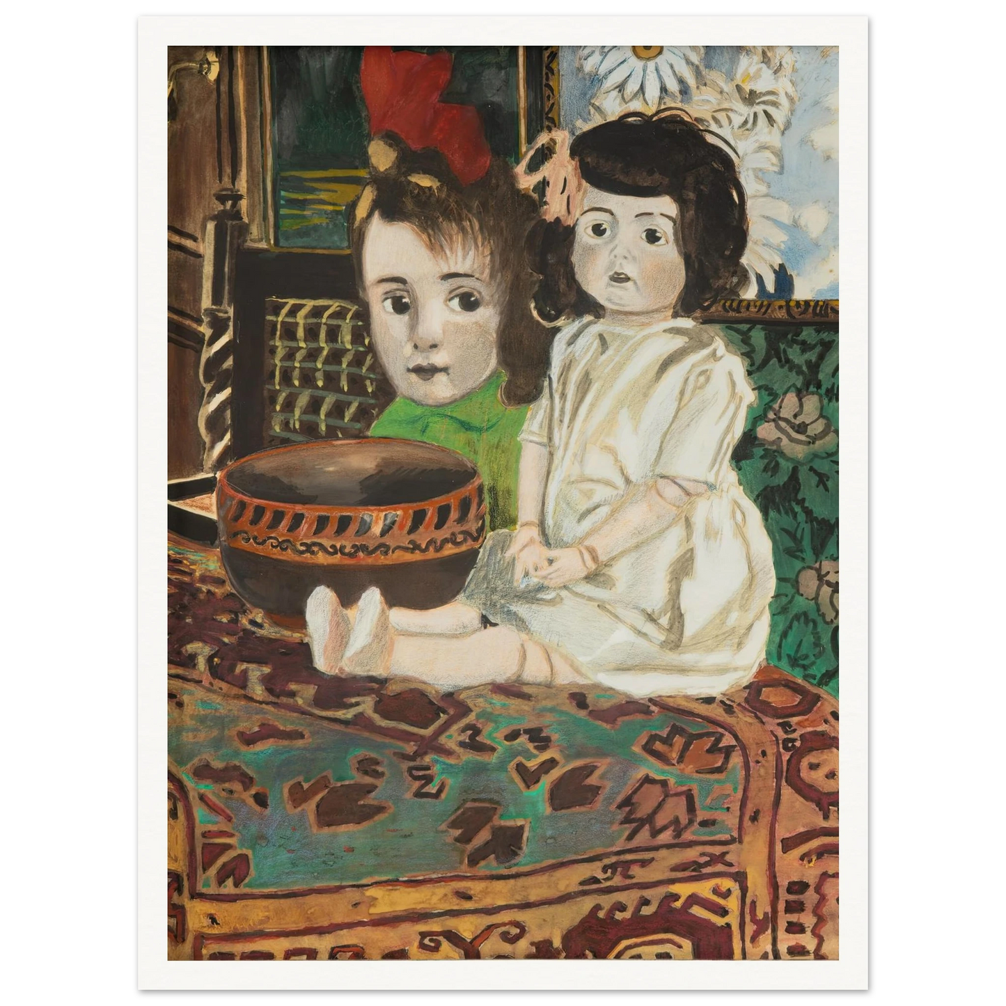 Petite fille à la poupée dans l’intérieur du peintre (1924) Art Print | Leon Spilliaert-Quipham Collections
