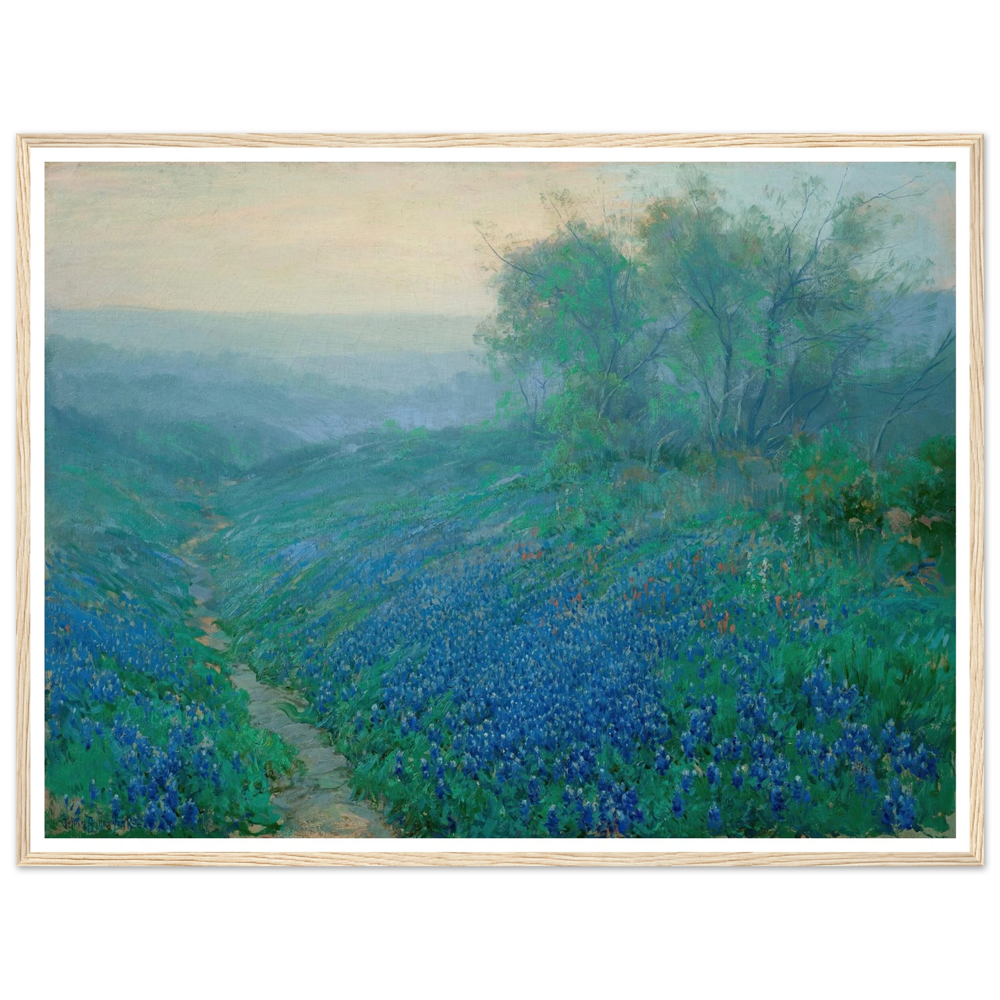 Bluebonnets at Dawn, North of San Antonio (1915) Art Print | Julian Onderdonk-Quipham Collections