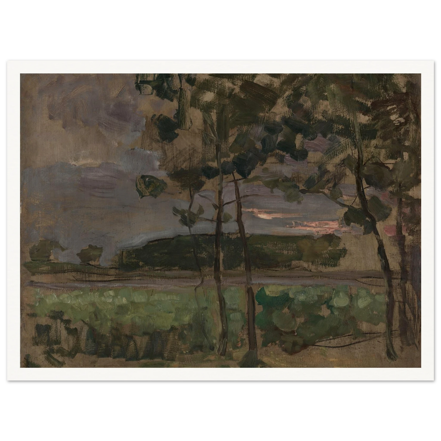 Field with Young Trees in the Foreground (c. 1907) Art Print | Piet Mondrian-Quipham Collections
