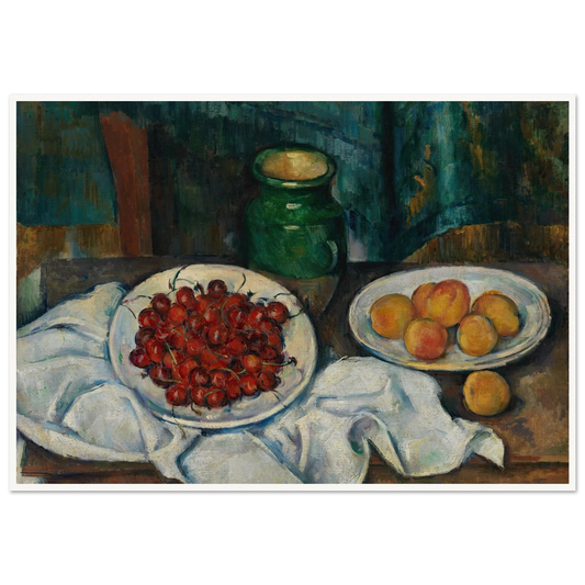 Still Life With Cherries And Peaches (1885-1887) Art Print | Paul Cezanne-Quipham Collections