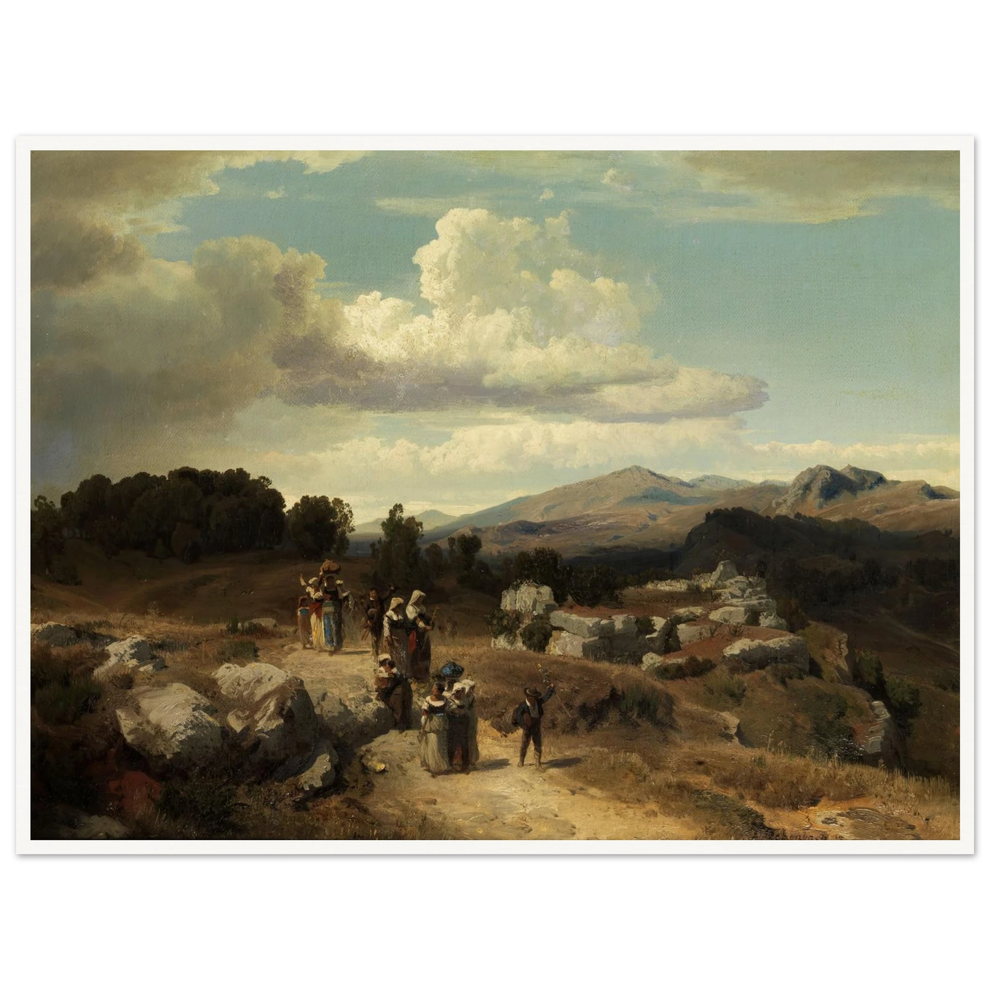Sunday walk in the Roman countryside (1882) Art Print | Oswald Achenbach-Quipham Collections