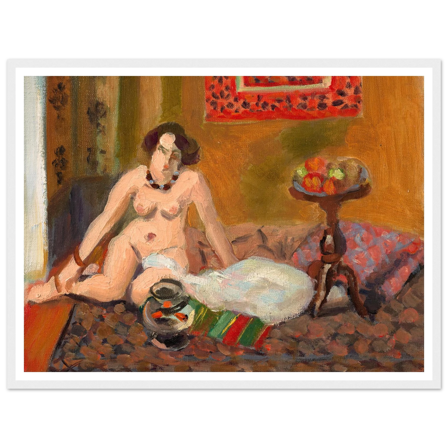 Nu accroupi près d’un aquarium (Nu aux poissons rouges) (1921-1922) Art Print | Henri Matisse-Quipham Collections