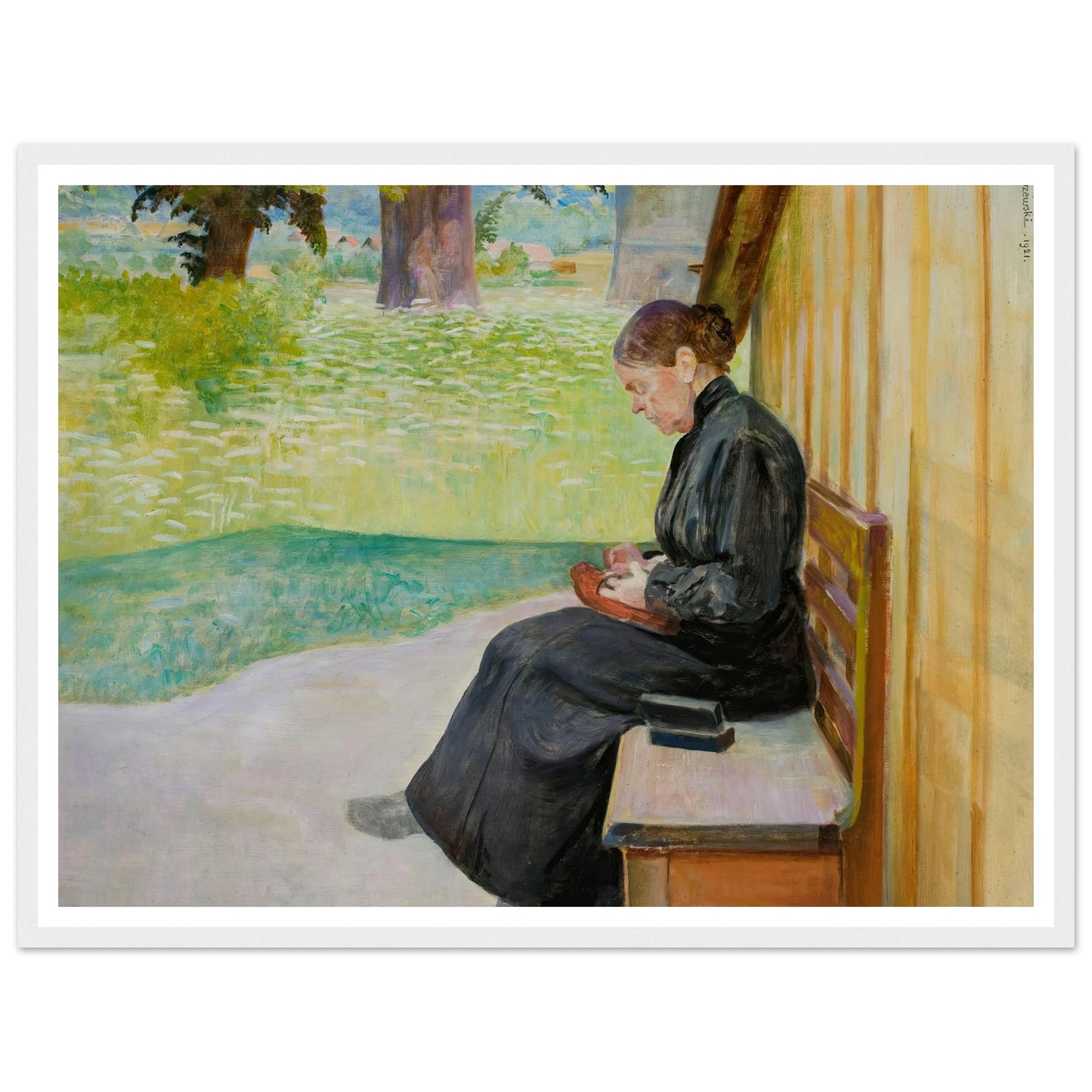 Bronisława, artist’s sister, in front of the house (1921) Art Print | Jacek Malczewski-Quipham Collections