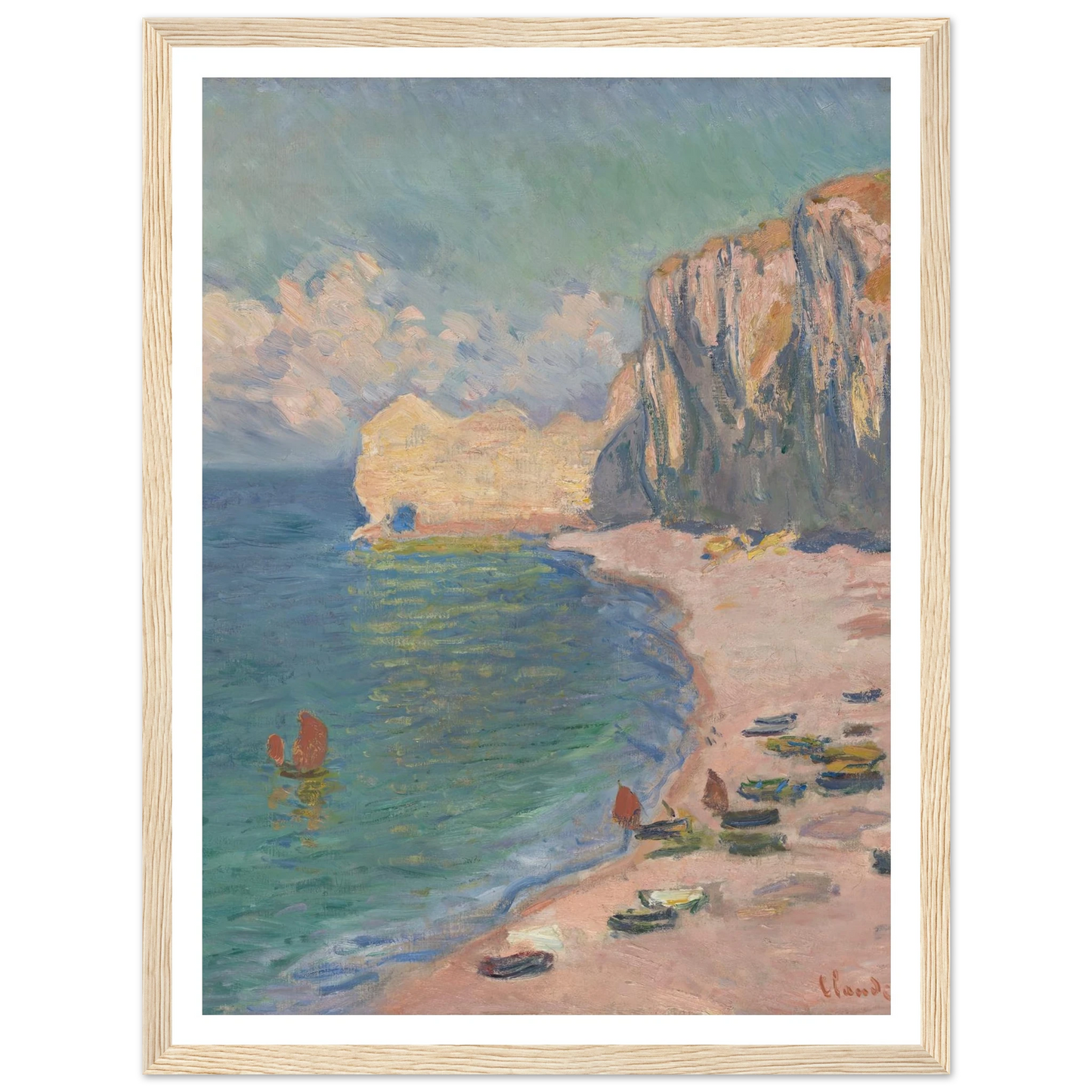 Étretat, The Beach and the Falaise d’Amont (1885) Art Print | Claude Monet-Quipham Collections