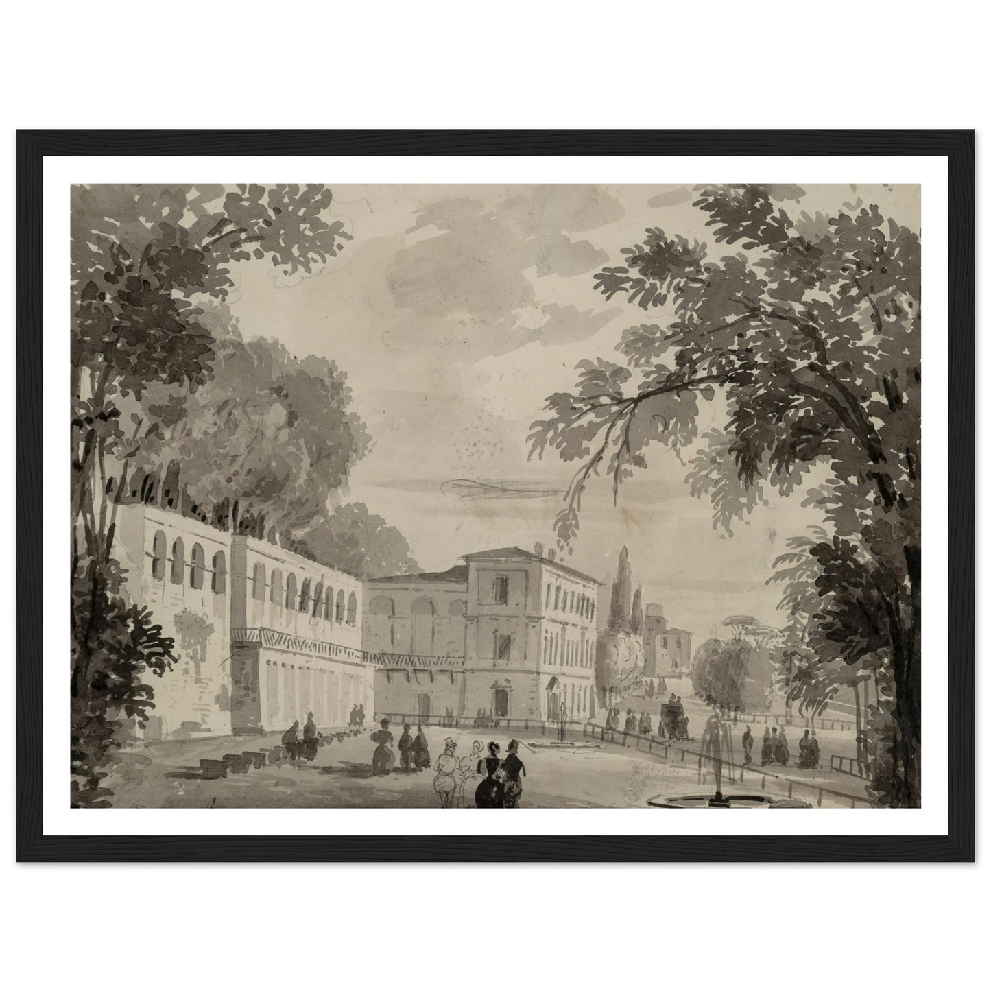 Veduta of the Aqueduct and Aranciera of the Villa Borghese, Rome Art Print | Ippolito Caffi-Quipham Collections