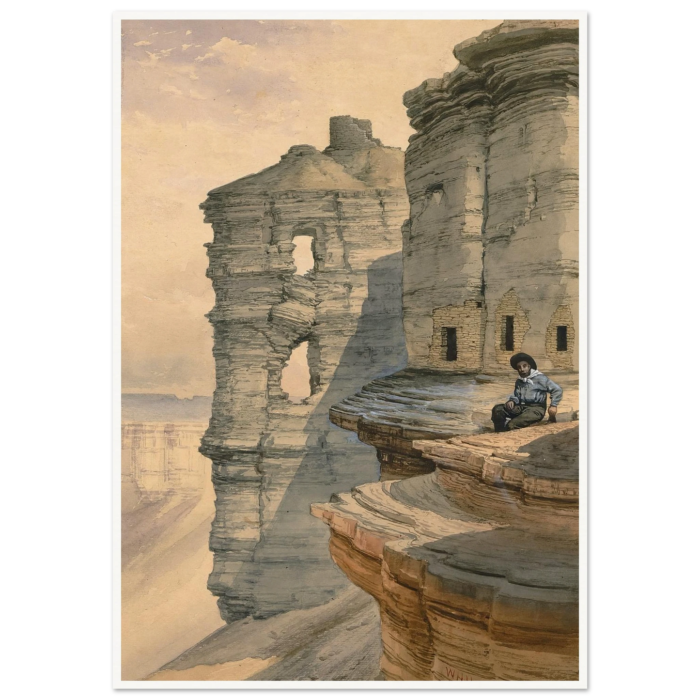 Cliff Houses On The Rio Mancos, Colorado (1878) Art Print | William Henry Holmes-Quipham Collections
