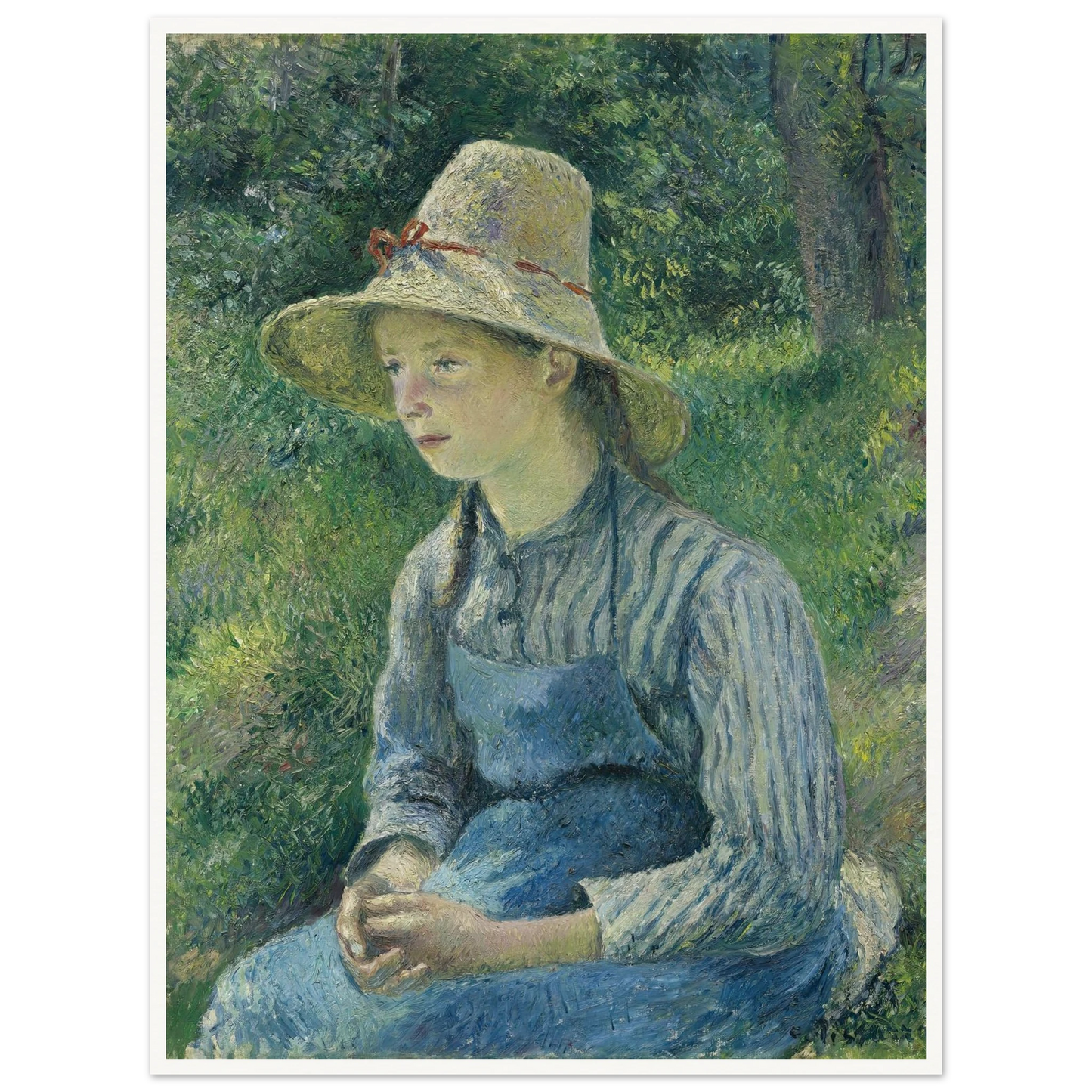 Peasant Girl with a Straw Hat (1881) Art Print | Camille Pissarro-Quipham Collections