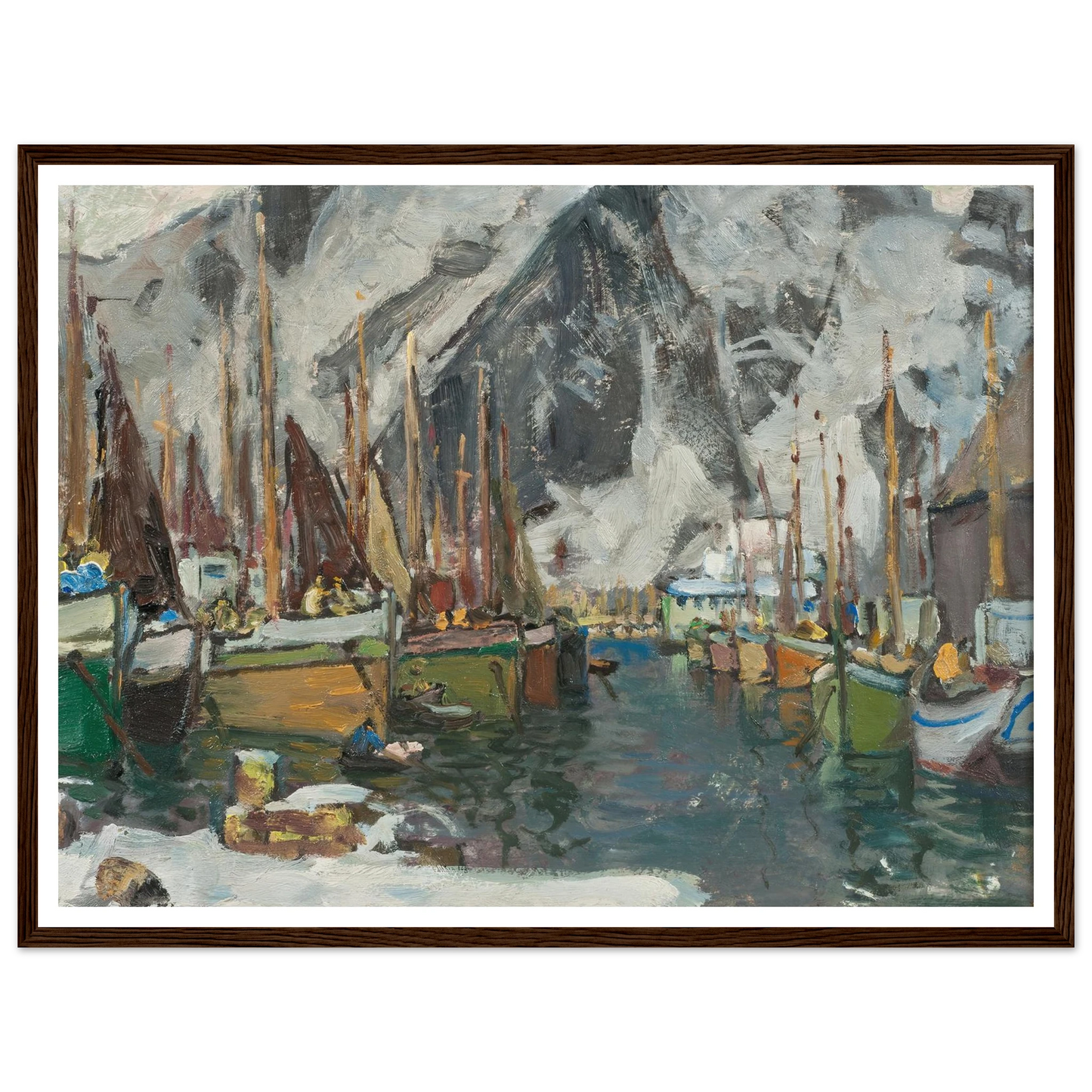 Among the Fishing Boats in Svolvaer. Study from Lofoten (1934) Art Print | Anna Boberg-Quipham Collections