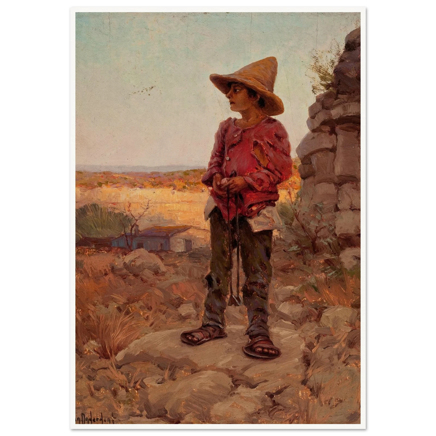 Goat Herder at the San Antonio Quarry (1909) Art Print | Julian Onderdonk-Quipham Collections