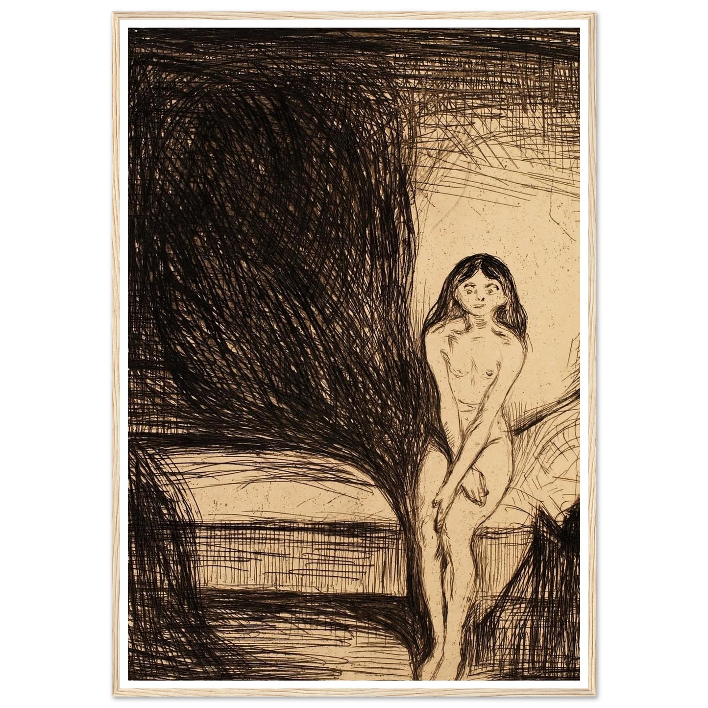 At Night (Puberty) (1986) Art Print | Edvard Munch-Quipham Collections