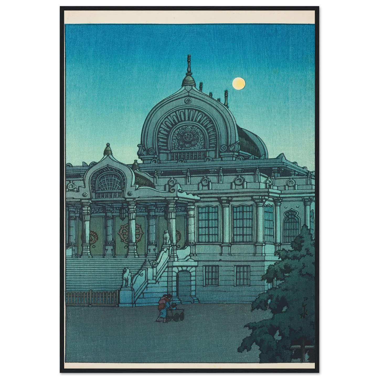Tsukiji Honganji no yuzuki (Evening moon at Honganji Temple in Tsukiji) (1936) Art Print | Kawase Hasui-Quipham Collections