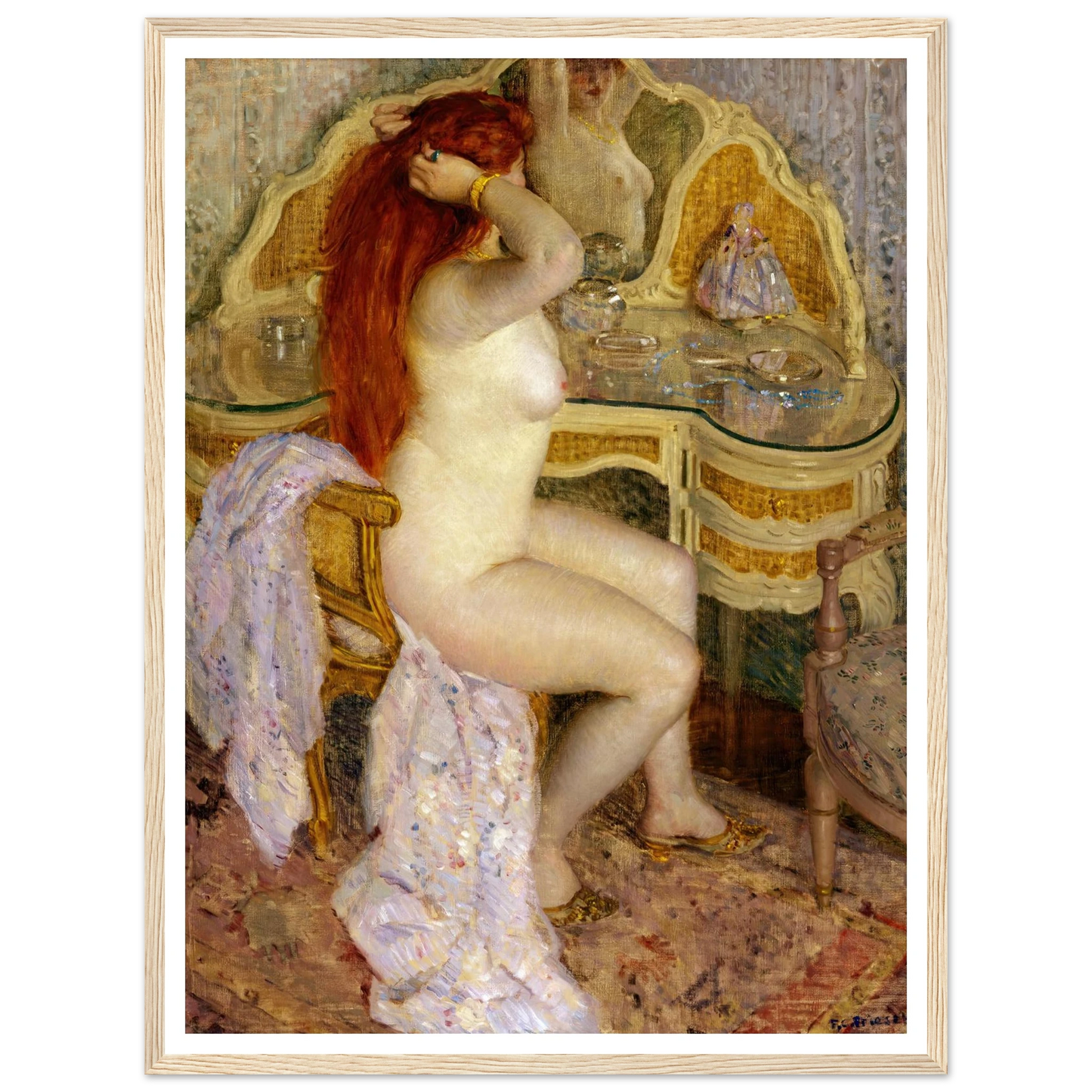 Nude Seated at Her Dressing Table (1909) Art Print | Frederick Carl Frieseke-Quipham Collections