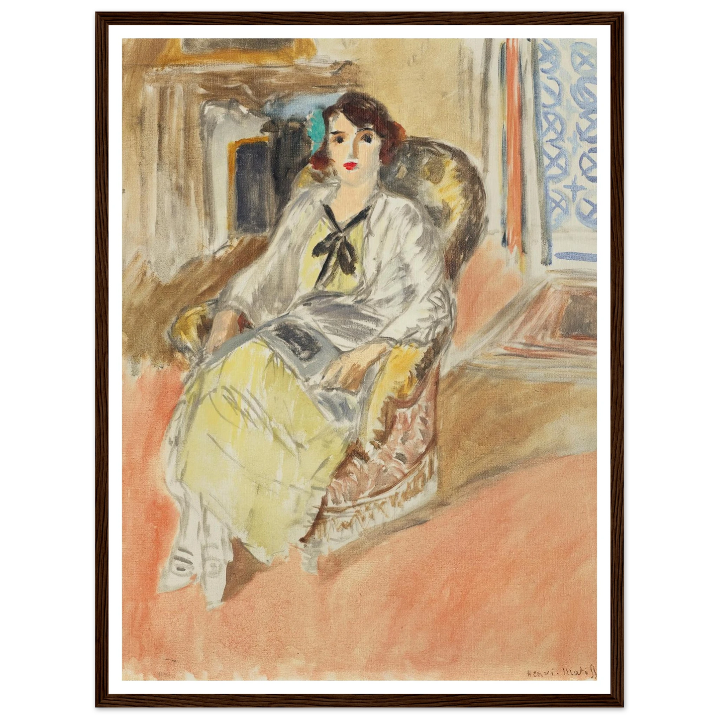 Jeune fille assise, robe jaune (1921-1922) Art Print | Henri Matisse-Quipham Collections