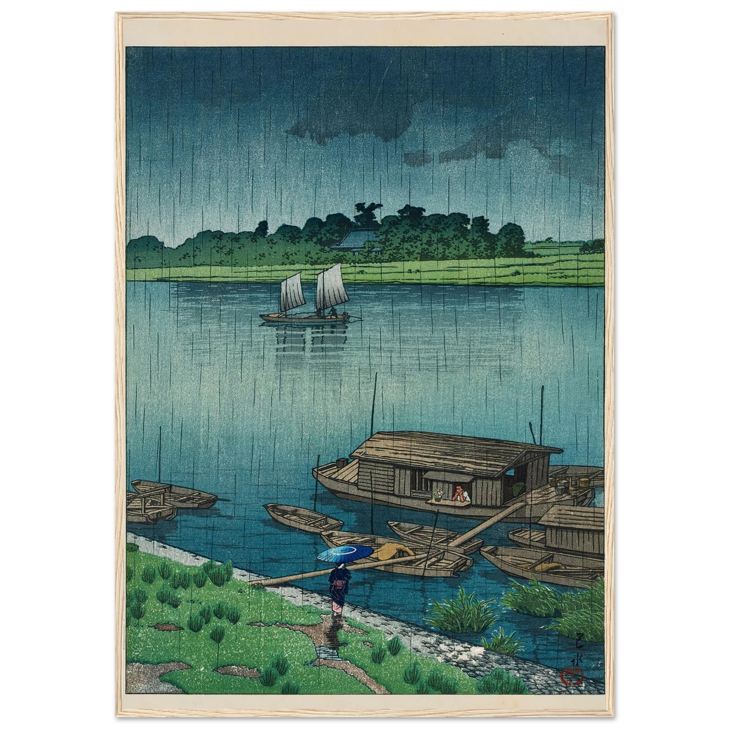 Samidare (Arakawa) (Early summer rain at Arakawa) (1932) Art Print | Kawase Hasui-Quipham Collections